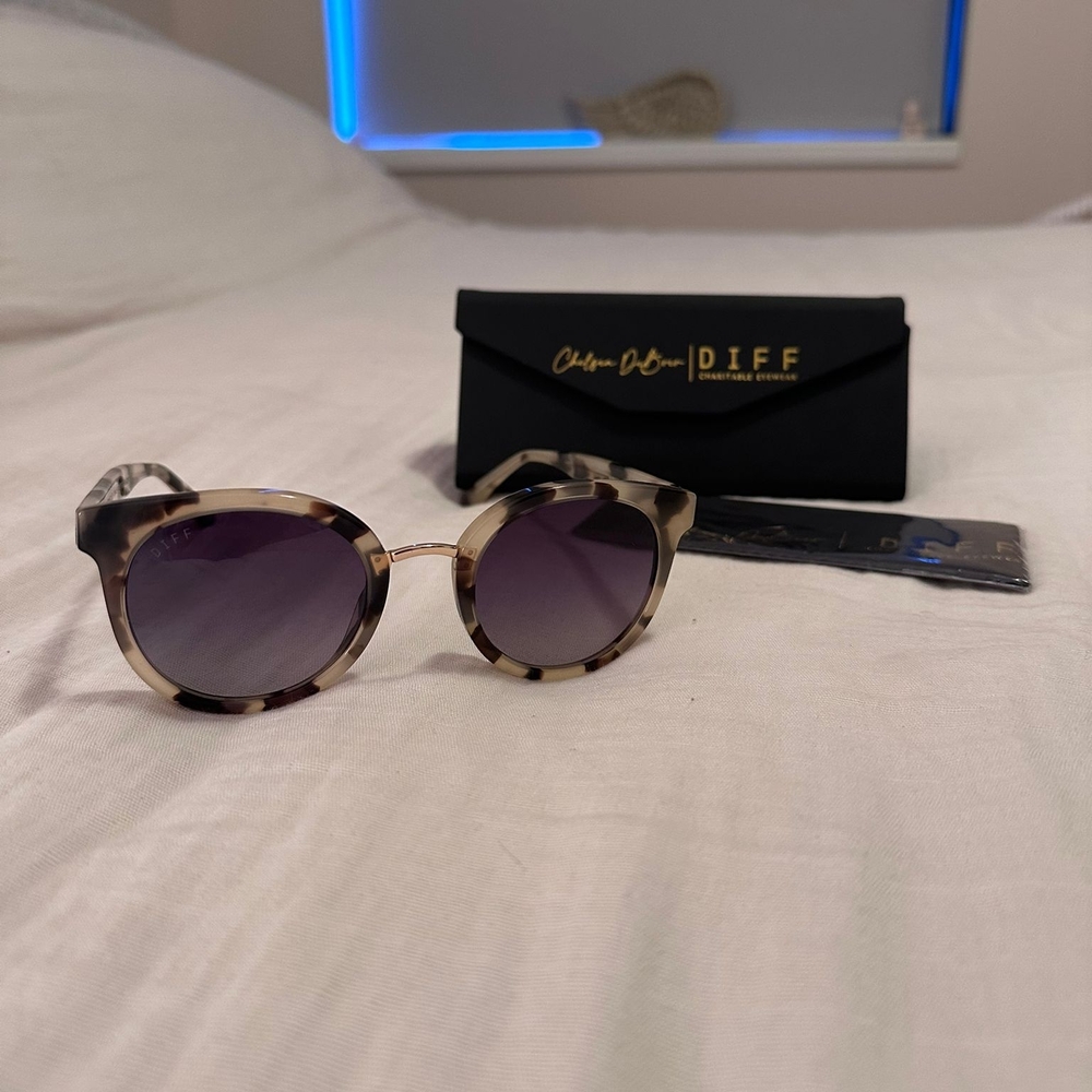 DIFF Eyewear Tortoise and Purple Sunglasses